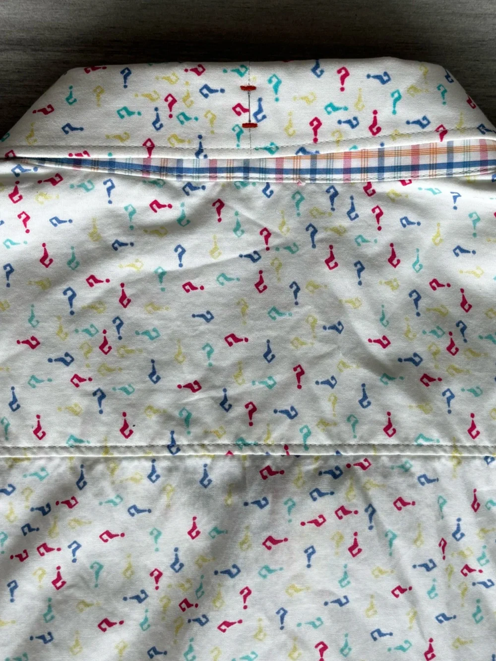 ROBERT GRAHAM X Question Marks Shirt Men's 2XL White with Multicolor Symbols - Picture 8 of 9